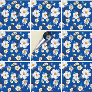 Set 100 Stickere decorative autoadezive pentru faianta sau perete, Model Skeleton Flower, Dimensiuni 15 cm x 15 cm, Rezistente la uzura si apa, 2,25 m2 - 2