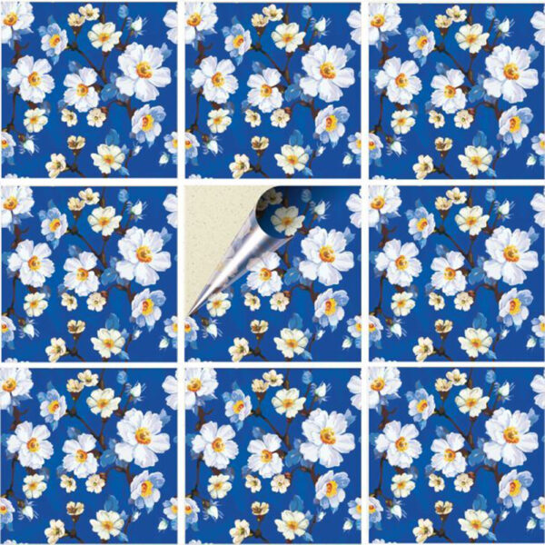 Set 100 Stickere decorative autoadezive pentru faianta sau perete, Model Skeleton Flower, Dimensiuni 25 cm x 25 cm, Rezistente la uzura si apa, 6,25 m2 - 2