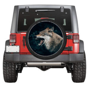 Sticker autocolant pentru capacul rotii de rezerva, Model The Wolf Roar, Autoadeziv, Rezistent la raze UV, ploaie si alte intemperii, Diametru 40 cm