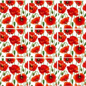 Set 100 Stickere decorative autoadezive pentru faianta sau perete, Model Poppies, Dimensiuni 15 cm x 15 cm, Rezistente la uzura si apa, 2,25 m2 - 3