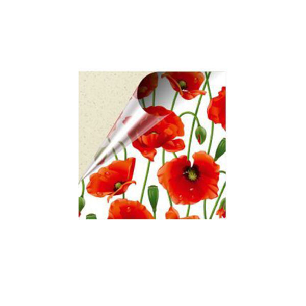 Set 100 Stickere decorative autoadezive pentru faianta sau perete, Model Poppies, Dimensiuni 15 cm x 15 cm, Rezistente la uzura si apa, 2,25 m2 - 4