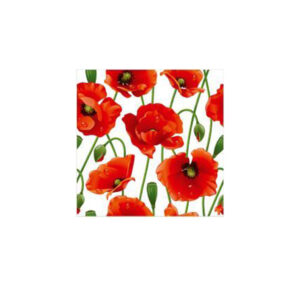 Set 100 Stickere decorative autoadezive pentru faianta sau perete, Model Poppies, Dimensiuni 15 cm x 15 cm, Rezistente la uzura si apa, 2,25 m2 - 5