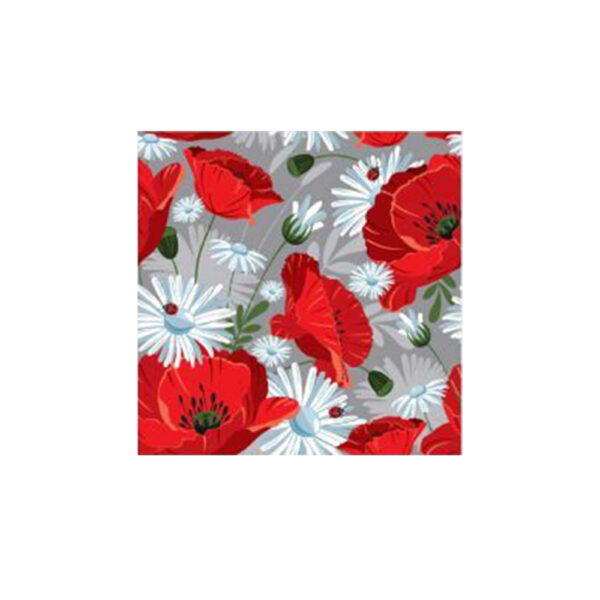 Set 100 Stickere decorative autoadezive pentru faianta sau perete, Model Poppy Field, Dimensiuni 15 cm x 15 cm, Rezistente la uzura si apa, 2,25 m2 - 5