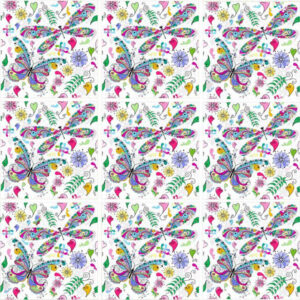 Set 100 Stickere decorative autoadezive pentru faianta sau perete, Model Psychedelic Butterfly, Dimensiuni 15 cm x 15 cm, Rezistente la uzura si apa, 2,25 m2 - 3