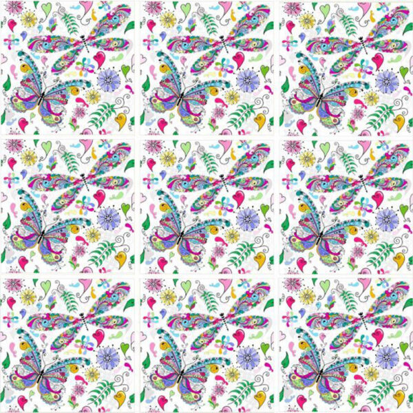 Set 100 Stickere decorative autoadezive pentru faianta sau perete, Model Psychedelic Butterfly, Dimensiuni 20 cm x 20 cm, Rezistente la uzura si apa, 4 m2 - 3