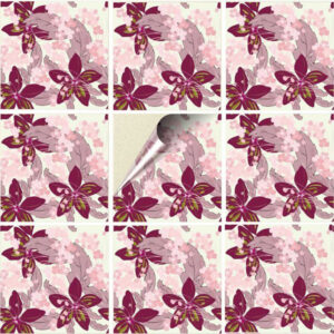 Set 100 Stickere decorative autoadezive pentru faianta sau perete, Model Pink Jasmine, Dimensiuni 15 cm x 15 cm, Rezistente la uzura si apa, 2,25 m2 - 2