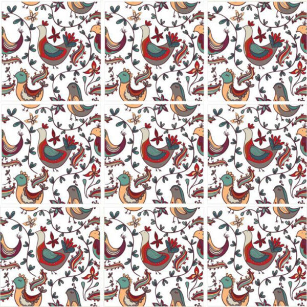 Set 100 Stickere decorative autoadezive pentru faianta sau perete, Model Roosters, Dimensiuni 20 cm x 20 cm, Rezistente la uzura si apa, 4 m2 - 3