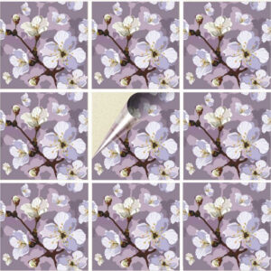 Set 100 Stickere decorative autoadezive pentru faianta sau perete, Model Diphylleia grayi, Dimensiuni 20 cm x 20 cm, Rezistente la uzura si apa, 4 m2 - 2