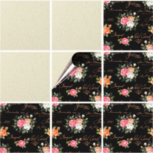 Set 100 Stickere decorative autoadezive pentru faianta sau perete, Model Dark Roses, Dimensiuni 25 cm x 25 cm, Rezistente la uzura si apa, 6,25 m2