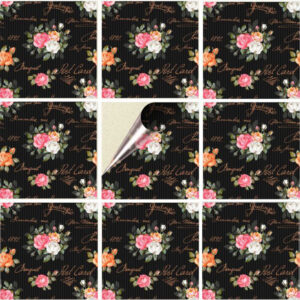 Set 100 Stickere decorative autoadezive pentru faianta sau perete, Model Dark Roses, Dimensiuni 25 cm x 25 cm, Rezistente la uzura si apa, 6,25 m2 - 2