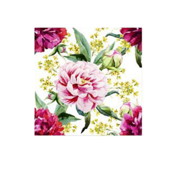 Set 100 Stickere decorative autoadezive pentru faianta sau perete, Model Peonies, Dimensiuni 15 cm x 15 cm, Rezistente la uzura si apa, 2,25 m2 - 5