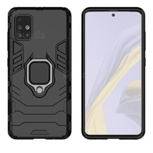 Set husa Comando Armor Ring cu folie de silicon compatibila cu Samsung Galaxy M52 5G, Antisoc, Ultrarezistenta, Protectie 360, Inel Metalic Rotativ, Negru - 2