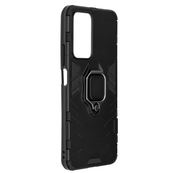 Set husa Comando Armor Ring cu folie de silicon compatibila cu Xiaomi Redmi Note 11 Pro+ 5G, Antisoc, Ultrarezistenta, Protectie 360, Inel Metalic Rotativ, Negru - 6