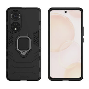 Set husa Comando Armor Ring cu folie de silicon compatibila cu Huawei Nova 9 / Honor 50, Antisoc, Ultrarezistenta, Protectie 360, Inel Metalic Rotativ, Negru - 2