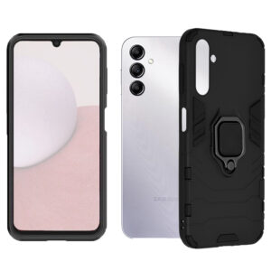 Set husa Comando Armor Ring cu folie de silicon compatibila cu Samsung Galaxy A14, Antisoc, Ultrarezistenta, Protectie 360, Inel Metalic Rotativ, Negru - 3