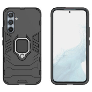 Set husa Comando Armor Ring cu folie de silicon compatibila cu Samsung Galaxy A54, Antisoc, Ultrarezistenta, Protectie 360, Inel Metalic Rotativ, Negru - 2