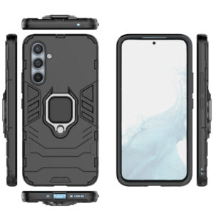 Set husa Comando Armor Ring cu folie de silicon compatibila cu Samsung Galaxy A54, Antisoc, Ultrarezistenta, Protectie 360, Inel Metalic Rotativ, Negru - 3