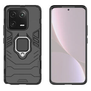 Set husa Comando Armor Ring cu folie de silicon compatibila cu Xiaomi 13, Antisoc, Ultrarezistenta, Protectie 360, Inel Metalic Rotativ, Negru - 2