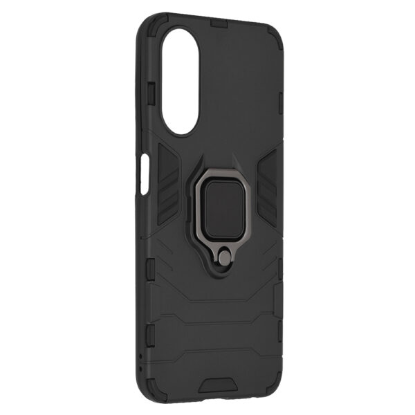 Set husa Comando Armor Ring cu folie de silicon compatibila cu Oppo A58 / A78, Antisoc, Ultrarezistenta, Protectie 360, Inel Metalic Rotativ, Negru - 6