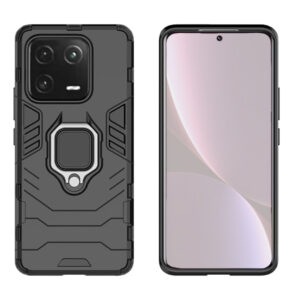 Set husa Comando Armor Ring cu folie de silicon compatibila cu Xiaomi 13 Pro, Antisoc, Ultrarezistenta, Protectie 360, Inel Metalic Rotativ, Negru - 2