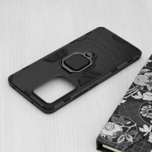 Set husa Comando Armor Ring cu folie de silicon compatibila cu Xiaomi 13 Lite, Antisoc, Ultrarezistenta, Protectie 360, Inel Metalic Rotativ, Negru - 6