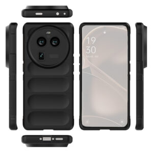 Set husa Comando Armor Ring cu folie de silicon compatibila cu Oppo Find X6 Pro, Antisoc, Ultrarezistenta, Protectie 360, Inel Metalic Rotativ, Negru - 2