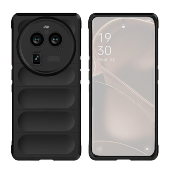 Set husa Comando Armor Ring cu folie de silicon compatibila cu Oppo Find X6 Pro, Antisoc, Ultrarezistenta, Protectie 360, Inel Metalic Rotativ, Negru - 3