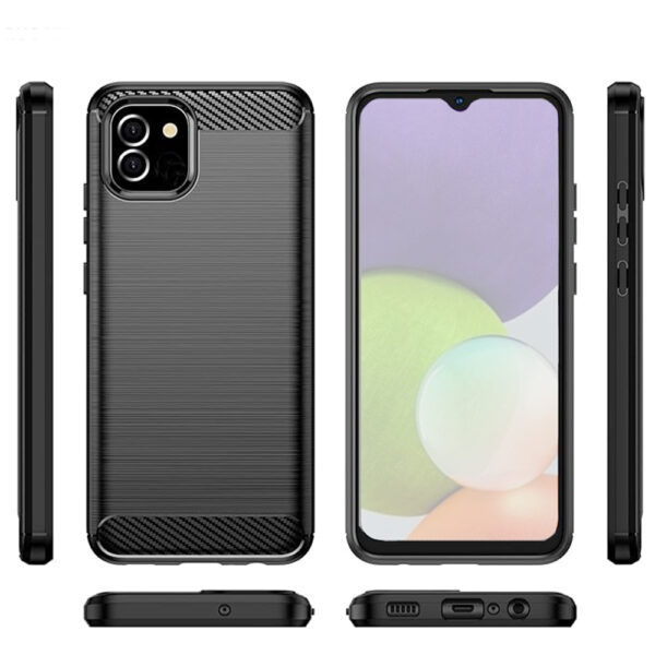 Set husa carbon cu folie compatibil cu Samsung Galaxy A04e / M04, Antisoc, Efect Cooling, Protectie 360, Negru - 2