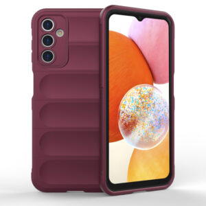 Husa Matte Waves pentru Samsung Galaxy A14 | Galaxy A14 5G, Camera Protect, Striatii laterale, Colturi intarite, Margini inaltate, Antialunecare, Antisoc, Silicon prietenos cu pielea, Visiniu