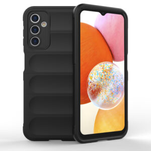 Husa Matte Waves pentru Samsung Galaxy A14 | Galaxy A14 5G, Camera Protect, Striatii laterale, Colturi intarite, Margini inaltate, Antialunecare, Antisoc, Silicon prietenos cu pielea, Negru