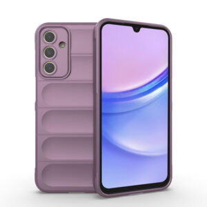 Husa Matte Waves pentru Samsung Galaxy A15 | Galaxy A15 5G, Camera Protect, Striatii laterale, Colturi intarite, Margini inaltate, Antialunecare, Antisoc, Silicon prietenos cu pielea, Mov