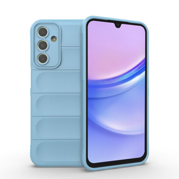 Husa Matte Waves pentru Samsung Galaxy A15 | Galaxy A15 5G, Camera Protect, Striatii laterale, Colturi intarite, Margini inaltate, Antialunecare, Antisoc, Silicon prietenos cu pielea, Albastru