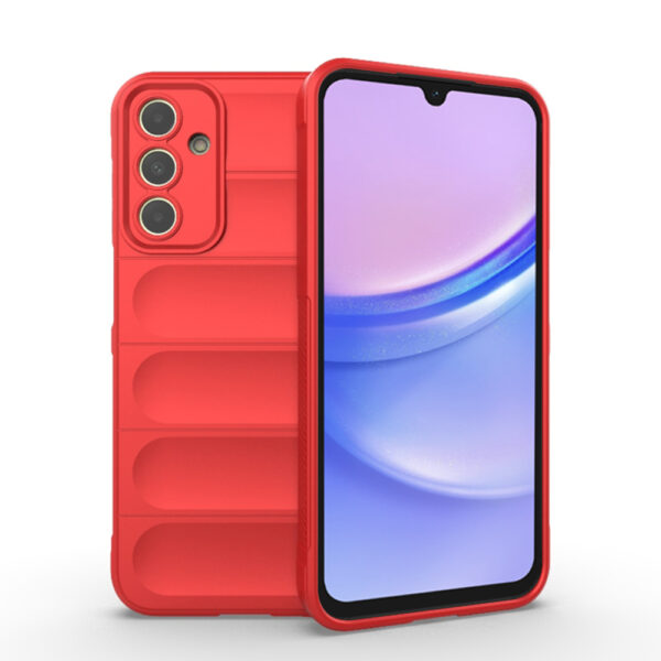 Husa Matte Waves pentru Samsung Galaxy A15 | Galaxy A15 5G, Camera Protect, Striatii laterale, Colturi intarite, Margini inaltate, Antialunecare, Antisoc, Silicon prietenos cu pielea, Rosu