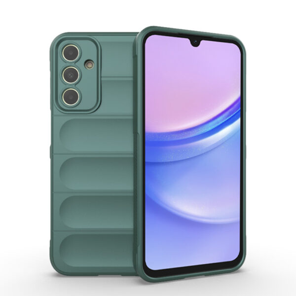 Husa Matte Waves pentru Samsung Galaxy A15 | Galaxy A15 5G, Camera Protect, Striatii laterale, Colturi intarite, Margini inaltate, Antialunecare, Antisoc, Silicon prietenos cu pielea, Verde