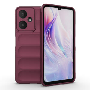 Husa Matte Waves pentru Xiaomi Redmi 13C 5G, Camera Protect, Striatii laterale, Colturi intarite, Margini inaltate, Antialunecare, Antisoc, Silicon prietenos cu pielea, Visiniu