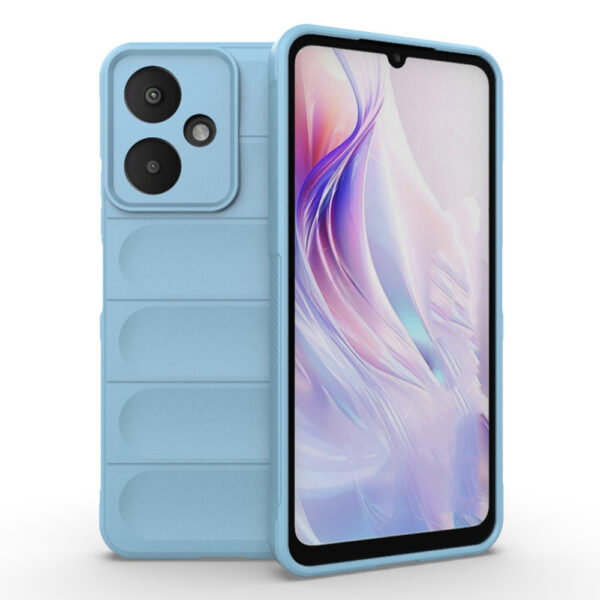 Husa Matte Waves pentru Xiaomi Redmi 13C 5G, Camera Protect, Striatii laterale, Colturi intarite, Margini inaltate, Antialunecare, Antisoc, Silicon prietenos cu pielea, Albastru