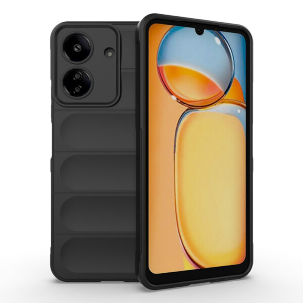 Husa Matte Waves pentru Xiaomi Redmi 13C, Camera Protect, Striatii laterale, Colturi intarite, Margini inaltate, Antialunecare, Antisoc, Silicon prietenos cu pielea, Negru