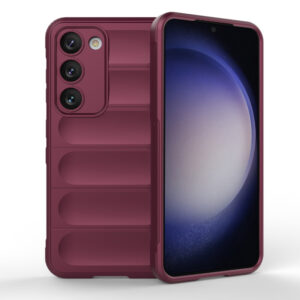 Husa Matte Waves pentru Samsung Galaxy S23 Plus, Camera Protect, Striatii laterale, Colturi intarite, Margini inaltate, Antialunecare, Antisoc, Silicon prietenos cu pielea, Visiniu