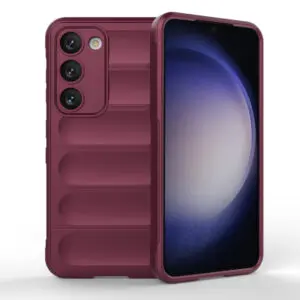 Husa Matte Waves pentru Samsung Galaxy S23, Camera Protect, Striatii laterale, Colturi intarite, Margini inaltate, Antialunecare, Antisoc, Silicon prietenos cu pielea, Visiniu