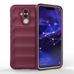 Husa Matte Waves pentru Huawei Mate 20 Lite, Camera Protect, Striatii laterale, Colturi intarite, Margini inaltate, Antialunecare, Antisoc, Silicon prietenos cu pielea, Visiniu