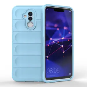 Husa Matte Waves pentru Huawei Mate 20 Lite, Camera Protect, Striatii laterale, Colturi intarite, Margini inaltate, Antialunecare, Antisoc, Silicon prietenos cu pielea, Albastru