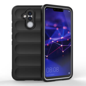 Husa Matte Waves pentru Huawei Mate 20 Lite, Camera Protect, Striatii laterale, Colturi intarite, Margini inaltate, Antialunecare, Antisoc, Silicon prietenos cu pielea, Negru