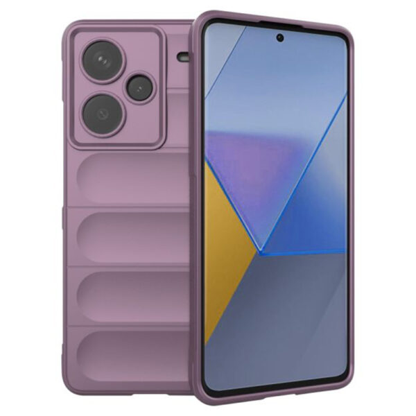 Husa Matte Waves pentru Xiaomi Redmi Note 13 Pro Plus, Camera Protect, Striatii laterale, Colturi intarite, Margini inaltate, Antialunecare, Antisoc, Silicon prietenos cu pielea, Mov