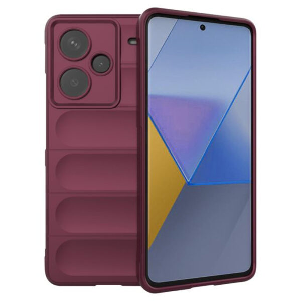 Husa Matte Waves pentru Xiaomi Redmi Note 13 Pro Plus, Camera Protect, Striatii laterale, Colturi intarite, Margini inaltate, Antialunecare, Antisoc, Silicon prietenos cu pielea, Visiniu