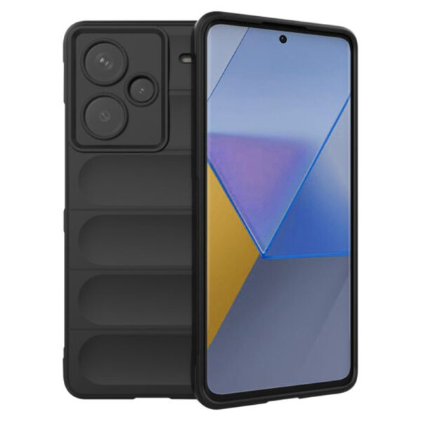 Husa Matte Waves pentru Xiaomi Redmi Note 13 Pro Plus, Camera Protect, Striatii laterale, Colturi intarite, Margini inaltate, Antialunecare, Antisoc, Silicon prietenos cu pielea, Negru