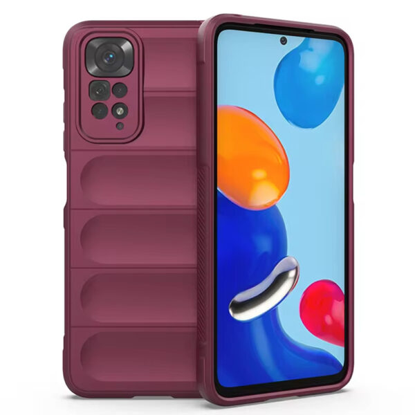 Husa Matte Waves pentru Xiaomi Redmi Note 11 | Redmi Note 11S, Camera Protect, Striatii laterale, Colturi intarite, Margini inaltate, Antialunecare, Antisoc, Silicon prietenos cu pielea, Visiniu