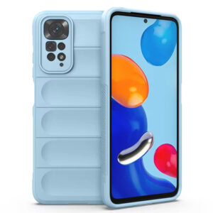 Husa Matte Waves pentru Xiaomi Redmi Note 11 | Redmi Note 11S, Camera Protect, Striatii laterale, Colturi intarite, Margini inaltate, Antialunecare, Antisoc, Silicon prietenos cu pielea, Albastru