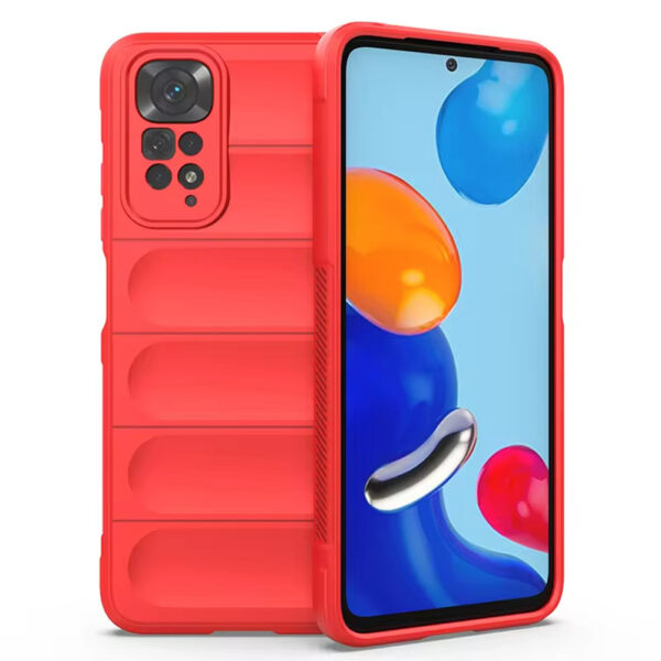 Husa Matte Waves pentru Xiaomi Redmi Note 11 | Redmi Note 11S, Camera Protect, Striatii laterale, Colturi intarite, Margini inaltate, Antialunecare, Antisoc, Silicon prietenos cu pielea, Rosu