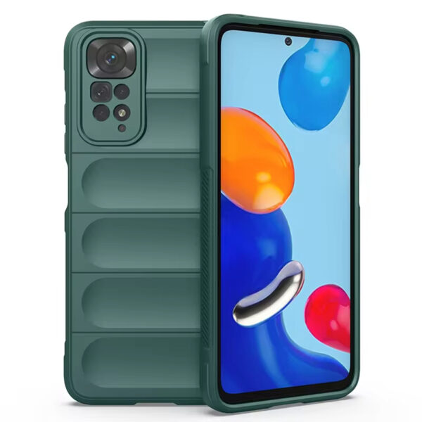 Husa Matte Waves pentru Xiaomi Redmi Note 11 | Redmi Note 11S, Camera Protect, Striatii laterale, Colturi intarite, Margini inaltate, Antialunecare, Antisoc, Silicon prietenos cu pielea, Verde