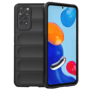 Husa Matte Waves pentru Xiaomi Redmi Note 11 | Redmi Note 11S, Camera Protect, Striatii laterale, Colturi intarite, Margini inaltate, Antialunecare, Antisoc, Silicon prietenos cu pielea, Negru